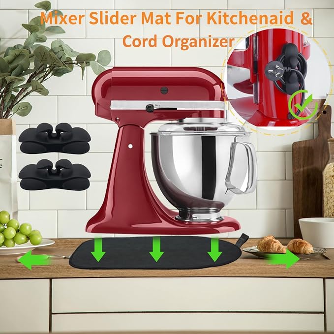Mixer Slider Mat for Kitchen aid Stand Mixer With 2 Black Mixer Accessories,Kitchen aid Mixer Slider Mat Compatible with Kitchen 4.5-5 Qt Tilt-Head Stand Mixer