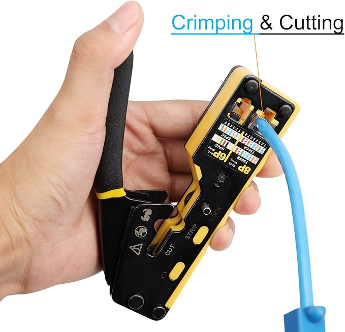 Solsop Pass Through RJ45 Crimp Tool Kit Ethernet Crimper | CAT5 Cat5e Cat6 Crimping Tool Kit