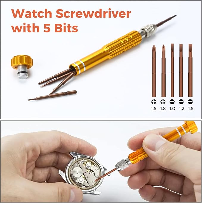 Watch Repair Kit, Professional Watch Battery Replacement Tool Watchband Link & Back Remover Spring Bar Repairing Tool Kit (122)