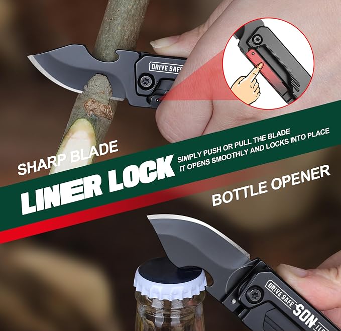 Gifts for Son - Son Gifts from Mom, Dad, Keychain Multitool with 1.8inch Blade - Son's Gift, Sons Christmas Birthday Gift - Small Knife for Every Day Carry, Portable Tool for Camping, Hiking