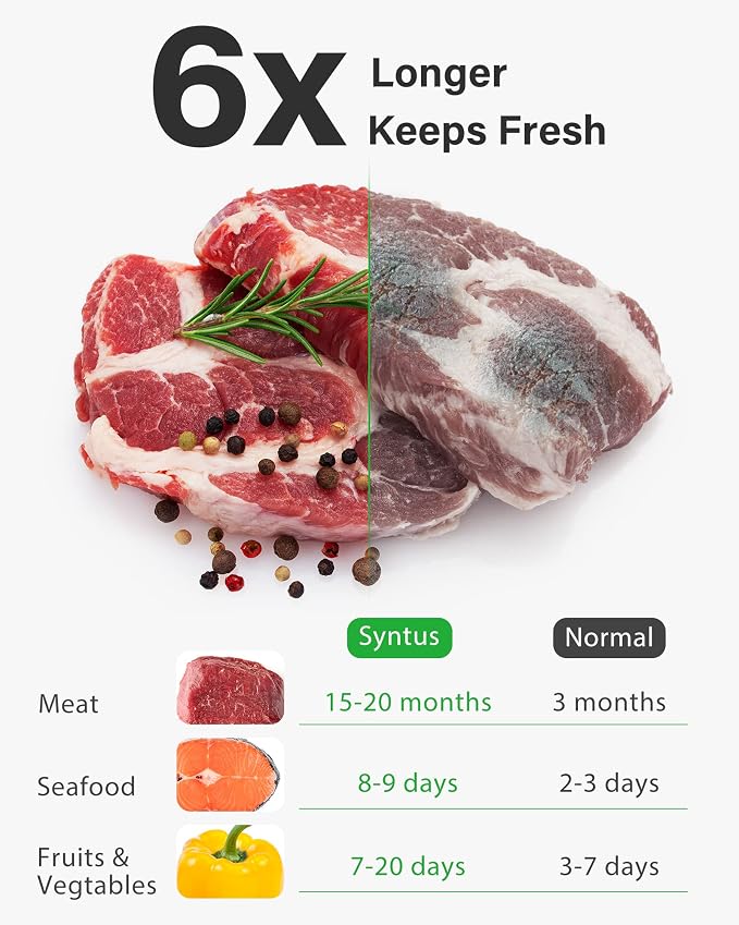 Syntus Vacuum Sealer Bags, 100 Gallon 11" x 16" and Quart 8" x 12" Commercial Grade PreCut Bag, BPA Free Food Vac Bags for Storage, Meal Prep or Sous Vide