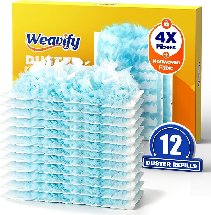 12 Count Duster Refills for Swiffer Duster, One-Sided Disposable Dusters Refills with 4X Microfibers (Handle Not Included)