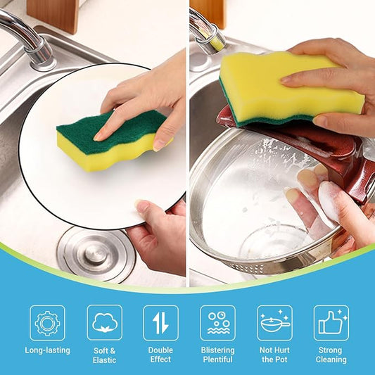 AIDEA Sponges Kitchen, 50 Pack Heavy Duty Dish Sponge, Cleaning Dish Scrubber Sponge for Home and Kitchen, Stink-Free Cleaning Supplies for Pots, Pans