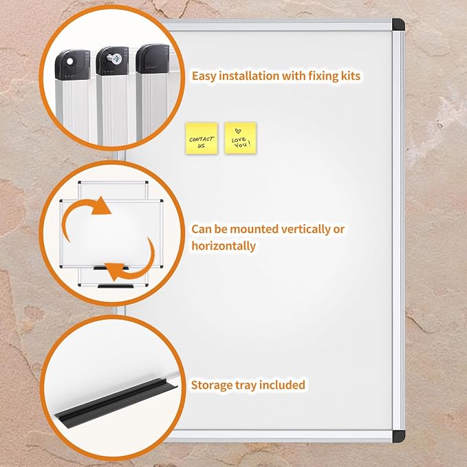 VIZ-PRO Magnetic Dry Erase Board, 48 X 24 Inches, Silver Aluminium Frame