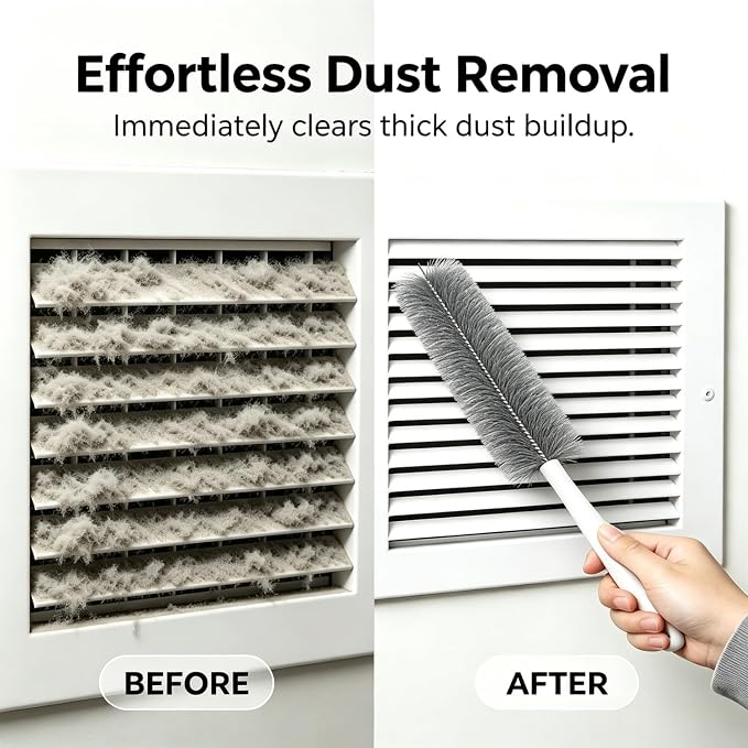 Bendable Microfiber Fan Cleaner Brush, Reusable Cobweb Duster, Washable Dust Remover for Electric Fan, Air Vents, Blinds, Curtains, Ceiling & Car Household Dust Cleaning Tool (2PCS)
