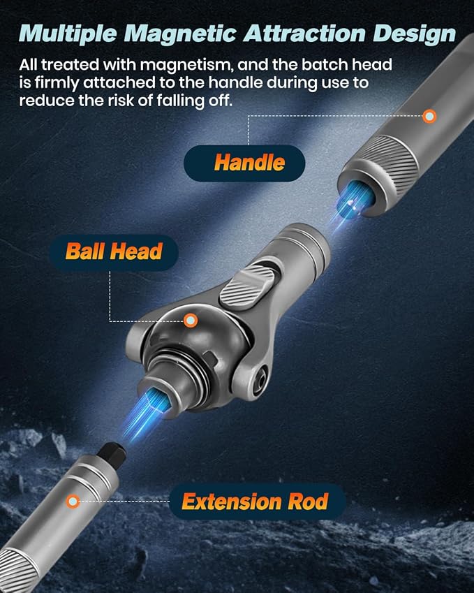 Saker Upgraded Magnetic Screwdriver Set: 40-in-1 Ratchet Screwdriver Tool Kit with 180° Ball-Joint Handle - Portable S2 Bits Precision Repair Tool Set for Computer Phone Watch Camera Bike