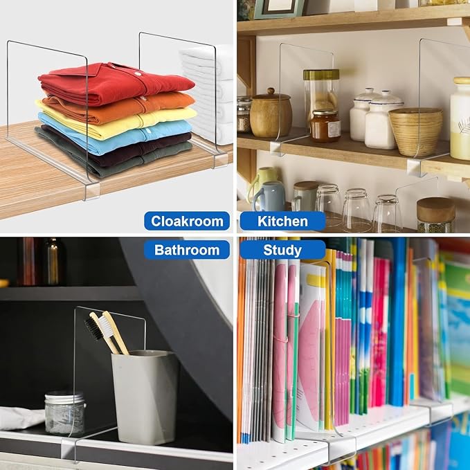 11 Inches Tall [Extra Tall Version] Shelf Dividers for Closet Organization and Storage, 10 Pack Purse Organizer for Closet Acrylic Bookshelf for Organization, Perfect for Sweater Shirts Handbags