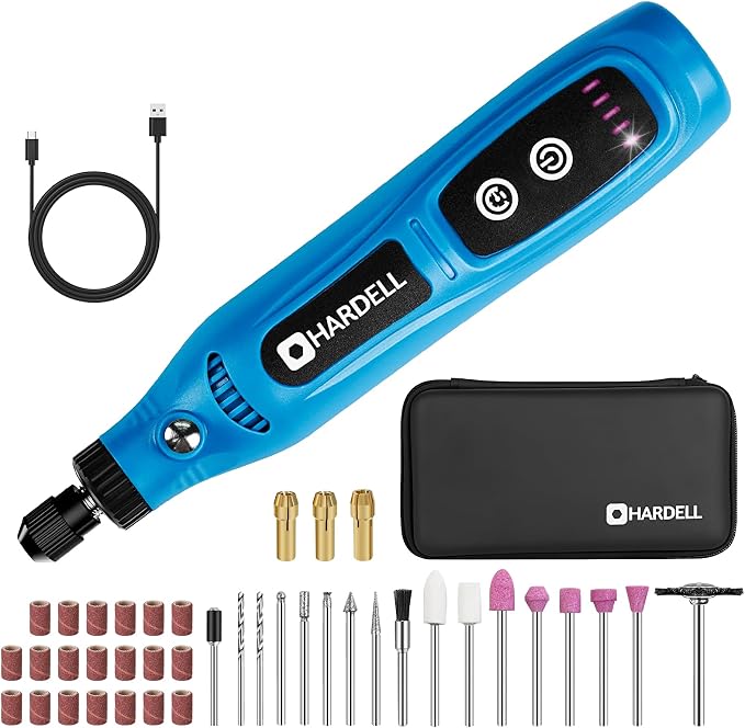HARDELL Mini Cordless Rotary Tool 4V, 5-Speed 42pcs DIY Craft Tool Kit | Comfortable grip , Lightweight , Low noise, Suit for kids, DIY Cutting, Sanding, Polishing, Drilling, Engraving