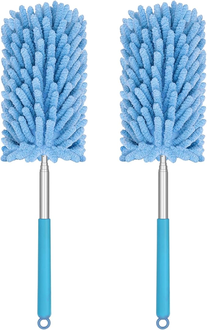 Mini Duster for Cleaning, 360° Bendable Hand Dusters with Extension Pole, Washable Small Duster for Car Interior, Office, Furniture