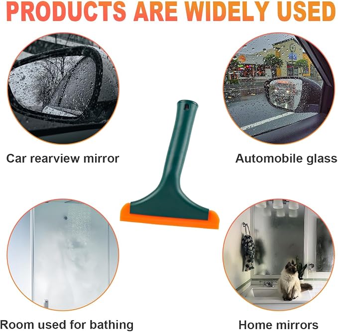 KVAEY 2 PCS Small Silicone Window Squeegee, 5.9 Inch Car Windshield Water Blade Squeegee with Non-Slip Handle, All-Purpose Cleaning Squeegee for Car Windshield, Window, Mirror (Black+Black Green)