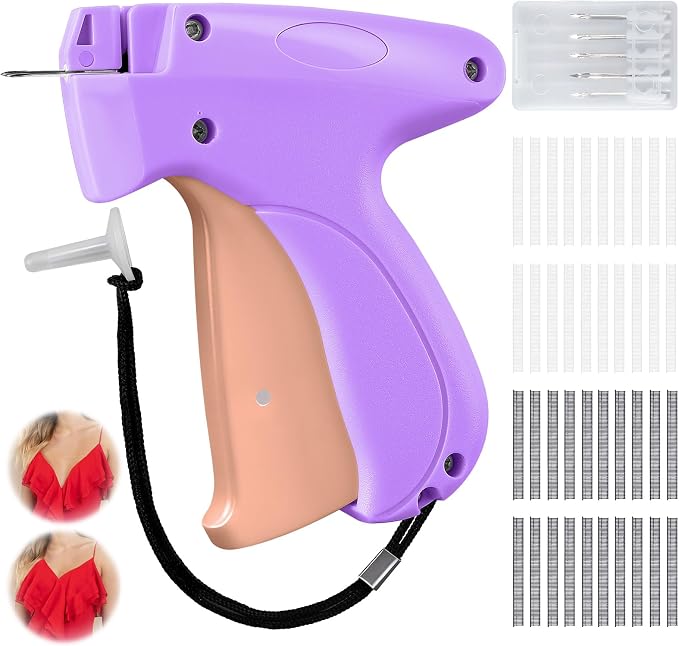Sewing Gun Tag Stitch Gun for Clothes - Purple/Pink Color Versatile Stitching Gun for Hemming Pants Repairing Seams and More