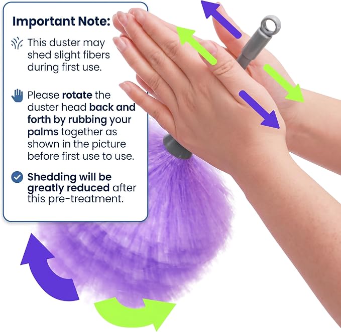 Goaste 12 Pack Microfiber Delicate Duster, 12.8 Inch Fluffy Feather Dusters with Plastic Handle, 2 Colors Electrostatic & Washable Cleaning Tool for TV Screen, Car, Laptop, Keyboard (Purple & Gray)