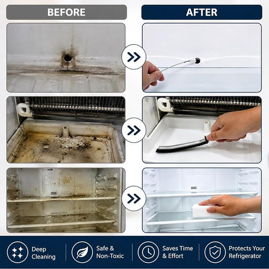 XANGNIER 10 Pcs Refrigerator Water Line Cleaning Kit,Refrigerator Drain Cleaner Tool–53.8Inch Flexible Drain Brush,Syringe,Unclog Fridge&Ice Maker Cleaner Tools for Ice Dispenser,Sink,AC Drain Line