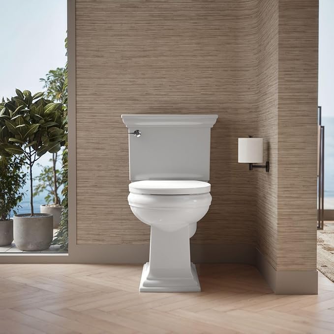 KOHLER K-26802-0 Impro ReadyLatch Quiet Close Round Toilet Seat, White Toilet Seat, Grip-Tight Bumpers, New Home Essentials, Slam Prevention (Pack of 2)