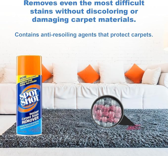 Spot Shot Professional Instant Carpet Stain Remover No-Scrub Aerosol, 14 oz