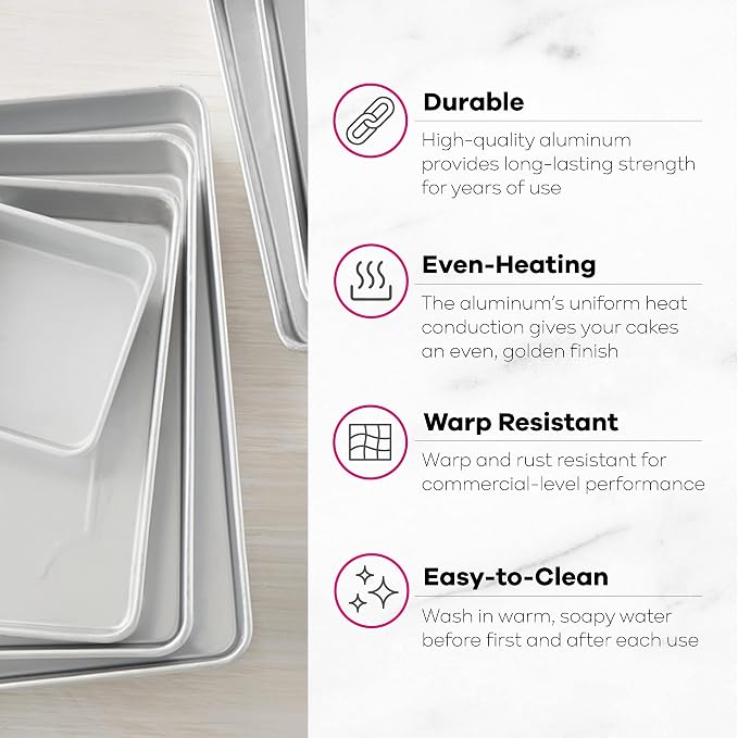 Wilton Aluminum 12x2 Inch Square Cake And Brownie Pan, Made With Natural Anodized Aluminum, Made Without PFAS, Bakeware Optimal For Even Heating