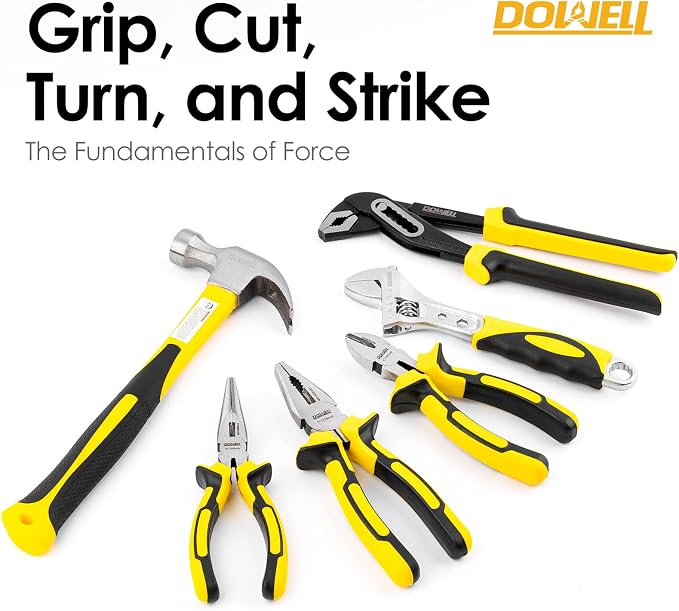 DOWELL Tool Set, 62PCS Tool Kit, Homeowner Wrench Pliers Screwdriver Set | Forged from high-quality steel, a variety of basic tools, for homeowners, handymen, easy storage and portability
