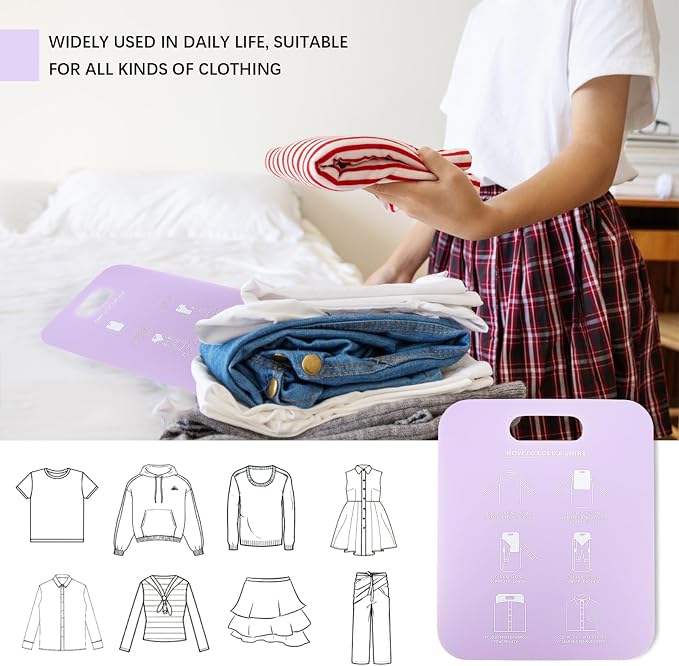 2Pcs Shirt Folding Board, Portable Clothes Folder, Plastic Laundry Folders for Travel