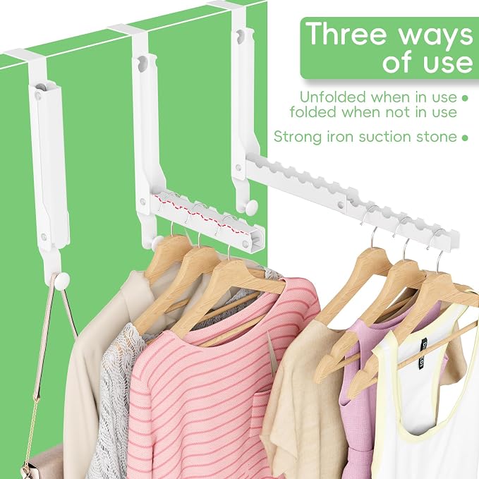 2 Pack Over The Door Hooks, Extended Over The Door Clothes Hanger with 11 Ridges,Space-Saving Over The Door Rack Door Hooks for Hanging Clothes,Larger Capacity Over The Door Hanger,Upgraded version.