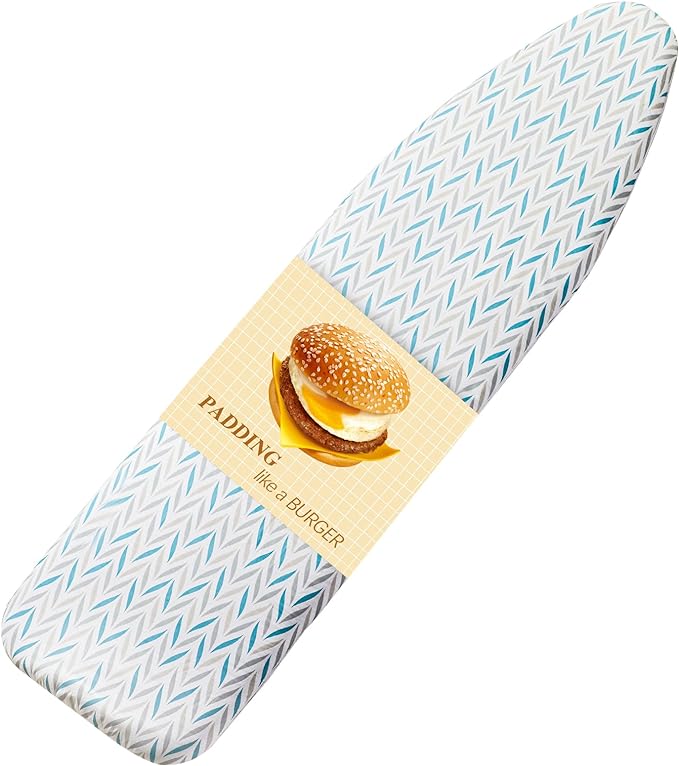 BNDX Ironing Board Cover and Pad - Large Silicone Coating, Scorch Resistant Padding,Extra Thick Heavy Duty Padded 4 Layers, Bongee Cord Edge,2 Click Buckles for Smooth Iron, Summer Willow 18x49