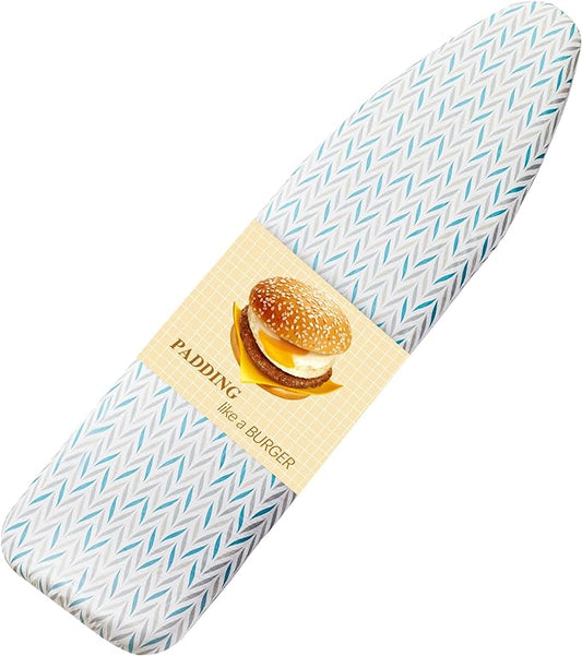 BNDX Ironing Board Cover and Pad - Large Silicone Coating, Scorch Resistant Padding,Extra Thick Heavy Duty Padded 4 Layers, Bongee Cord Edge,2 Click Buckles for Smooth Iron, Summer Willow 18x49