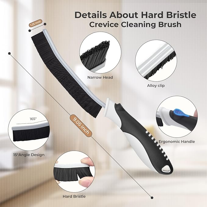 TQRR Cleaning Brush-Hard Crevice Cleaning Brushes, Multifunctional Window Groove Brushes, Grout Brush, Cleaning Tool for Bathroom, Kitchen, Toilet, Tile, Sink, Home (6, Green)