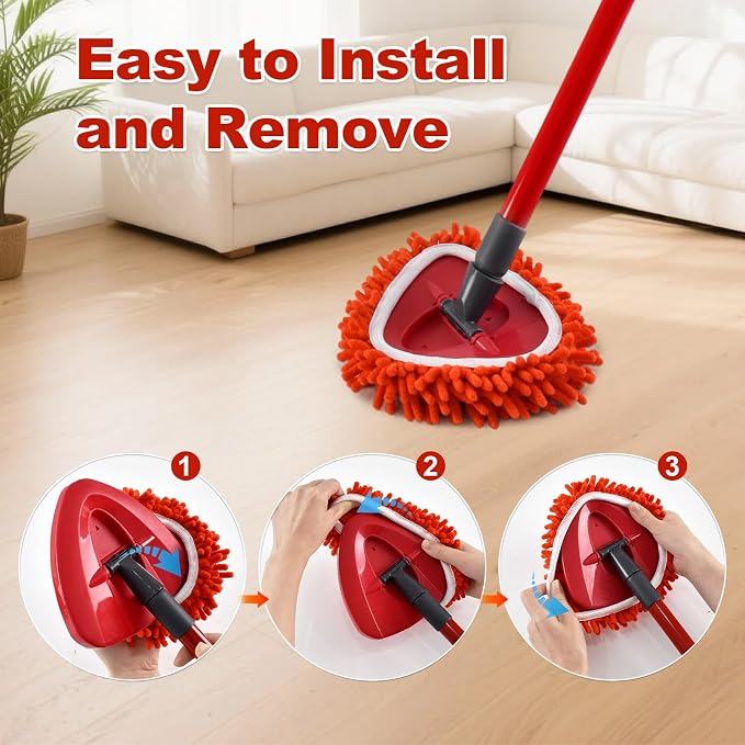 6 Pack Chenille Duster Mop Head Compatible with O Cedar Easywring 1-Tank System,Spin Mops Heads Replacements for Ocedar Mopping, Reusable Microfiber Chenille MOp Refills, for Deep Cleaning Floor