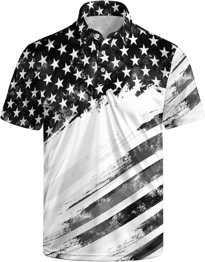 Polo Shirts for Men Moisture Wicking Mens Polo Shirts Patriotic Shirts for Men