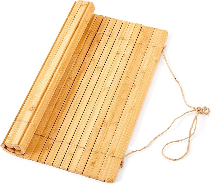 Maxdot Wooden Dish Drying Rack, 17.8 x 16 Inch Roll up Kitchen Over Sink Dish Drying Rack for Dishes, Plates, Bowls, Wooden Cover Counter Space, Crack Resistant Drainer, Kitchen Supplies(Natural)