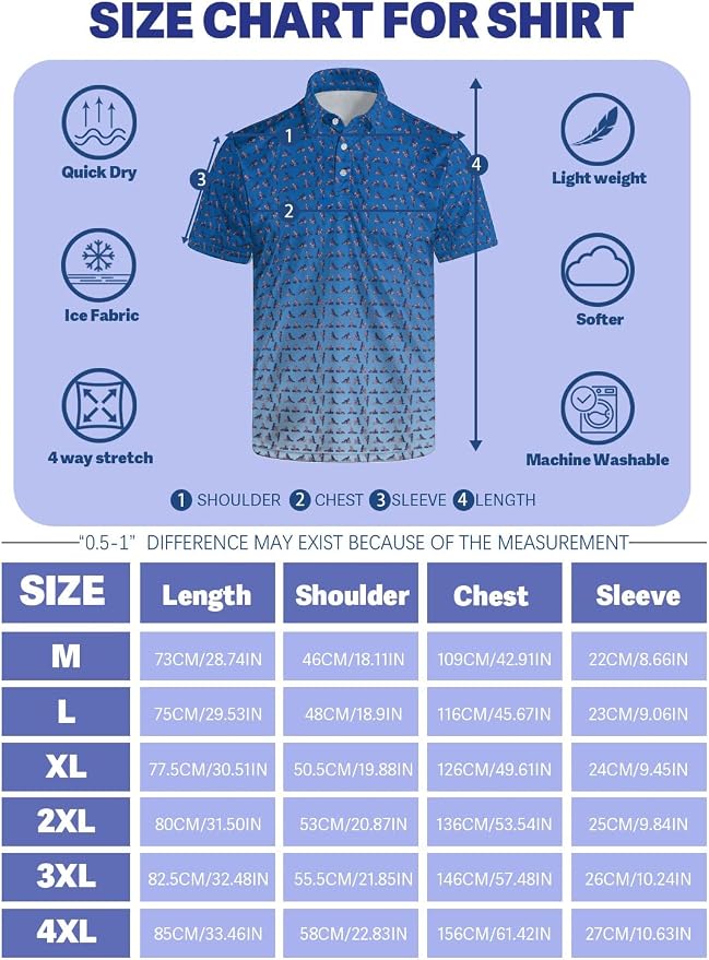 Polo Shirts for Men Moisture Wicking Mens Polo Shirts Patriotic Shirts for Men