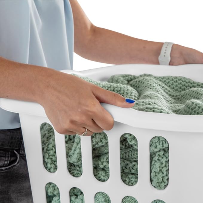 Sterilite 12-Pack Rectangular Laundry Basket, Plastic Clothes Hamper, 1.5 Bushel, White - Dirty Clothing Storage Organizer with Handles for Bedroom, Bathroom, and Closet | 1.5 Bushel, White - Dirty Clothing Storage Organizer with Handles for Bedroom, B...