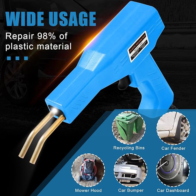 ATOLS Upgraded Plastic Welder, 1000PCS Staples, Pure Copper Transformer, Rapid Heating, Plastic Welding Kit, Hot Stapler Kit, Plastic Welder Gun Kit, Car Bumper Repair Kit, Plastic Repair Kit(Blue)