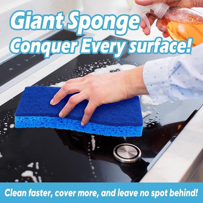 AIDEA XL Sponges Kitchen 6Count, Non-Scratch Scrub Sponges for Dishes | Extra Large Cleaning Sponges, Cleans Fast Without Scratching Safe for Non-Stick Cookware, Cleaning Power for Kitchen, House