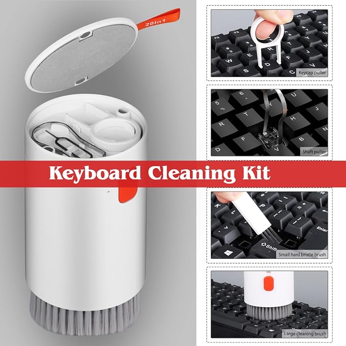 20-in-1 Phone Cleaning Kit,Computer Keyboard Brush Cleaner, Screen Electronic Cleaner Kit for Laptop, AirPods, MacBook, Cell Phone, IPad, Car, Lego, Device, Earbuds, Camera Lens