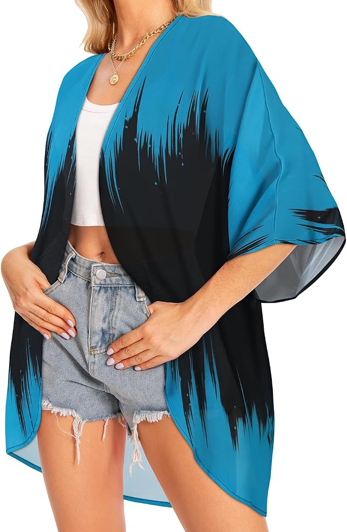 Women Kimono Cardigans Summer Cover Up Hawaiian Shirts Floral Print Tops | ROSEMIA chiffon kimono open front cardigans, beach cover ups, daily casual tops, cruise outfits, summer resort wear