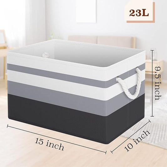 StorageTastic Storage Bin,Collapsible Storage Basket For Organizing,Large Storage Boxes With Rope Handles,Storage Containers,Gradient Grey,2 Pack