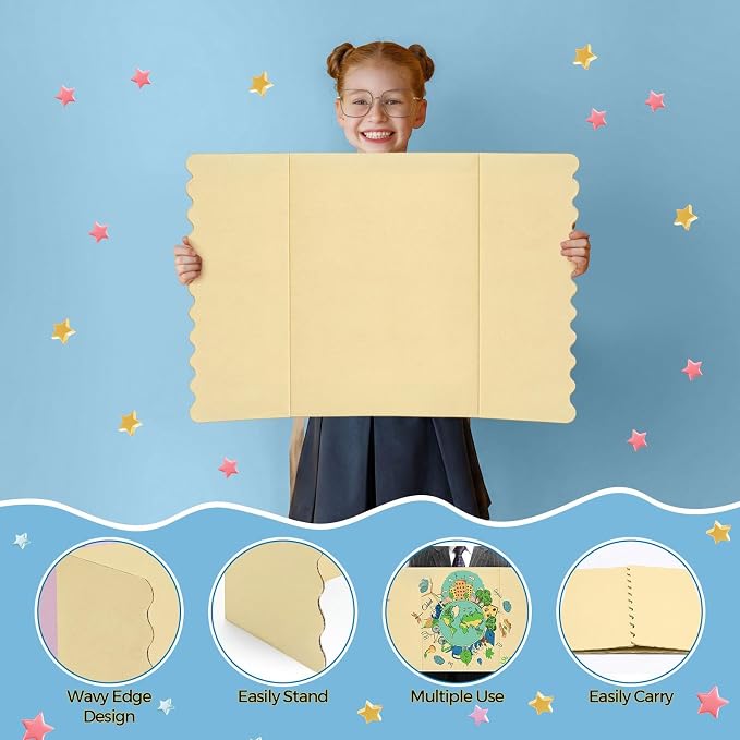 Mooliwe 4 Pack 26" X 17" Trifold Poster Board Tri Fold Poster Boards Foldable Corrugated Business Presentation Display Paper Boards for Science Fair Events, School Projects, Exhibitions