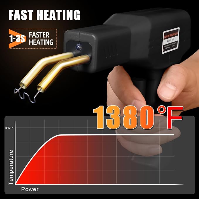 ATOLS Upgraded Plastic Welder, 1000PCS Staples, Pure Copper Transformer, Rapid Heating, Plastic Welding Kit, Hot Stapler Kit, Plastic Welder Gun Kit, Car Bumper Repair Kit, Plastic Repair Kit(Black)