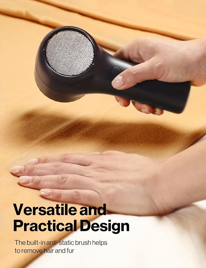 VASSON Fabric Shaver, Sweater Shavers to Remove Pilling, High-Perf Defuzzer, Rechargeable Electric Lint Shaver for Fuzz and Lint Balls from Clothing, Upholstery, Bedding (Black) | Upgraded Battery Life & Type-C Fast Charge，2-Speed Fuzz Remover