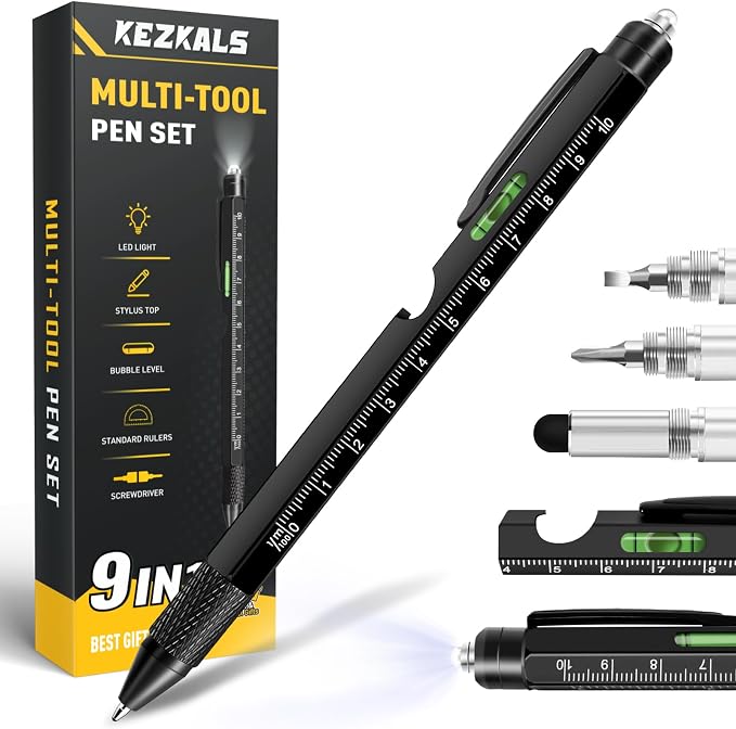 Birthday Gifts for Men, 9 in 1 Multitool Pen Mens Gifts for Him Dad | Stocking Stuffers for Men Adults, Birthday Christmas Gift for Adults, Mens Gift for Him Dad Boyfriend, Cool Gadgets Tools