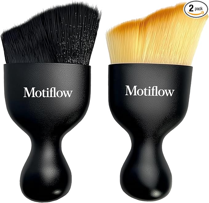 2 PCS Car Interior Detailing Brush, Car Detailing Supplies Soft Bristle Detailing Brush, Car Interior Cleaning Tool, Auto Detailing Brush Car Dashboard Cleaning Duster Brush (Black&Yellow)