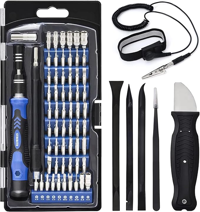 STREBITO 79 in 1 Computer Screwdriver Kit with Anti Static Wrist Strap | 58 Precision Magnetic Bits, Precision Screwdriver Set Electronics Repair Tool Kit for Computer, Laptop, PC, Cell Phone, PS4/5