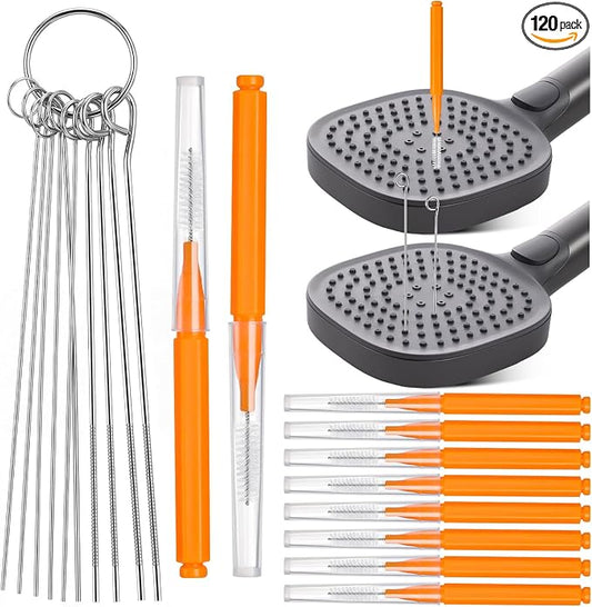 120Pcs Shower Head Cleaner Tool, Shower Head Cleaning Brush for Small Hole | 100PCS Shower Head Cleaning Brush, Multi-Size Shower Head Cleaner Picks with Storage Box for Bathroom Nozzles Faucets