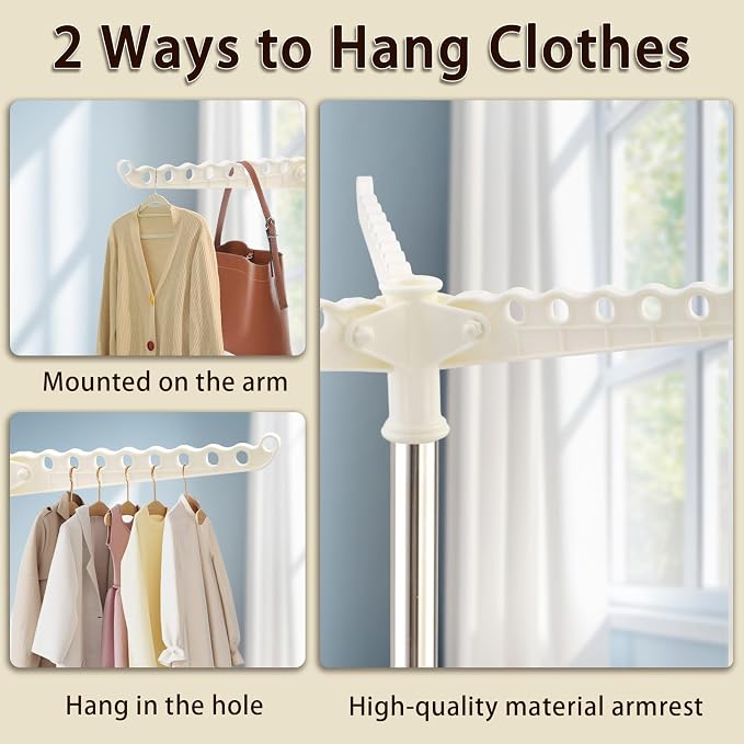 Clothes Drying Rack,Dry Rack for Clothes 36-68" Satin Finish Thickened Stainless Steel Heavy-Duty Tripod Base Space-Saving Collapsable 3 Rotatable Arms