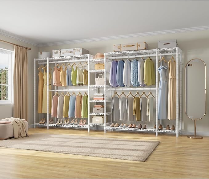 VIPEK X5 Extra Large Expandable Clothes Rack Adjustable from 7'8" to 10'5", Reach-in Closet Metal Clothing Racks Walk-in Freestanding Wardrobe Portable Closets, White
