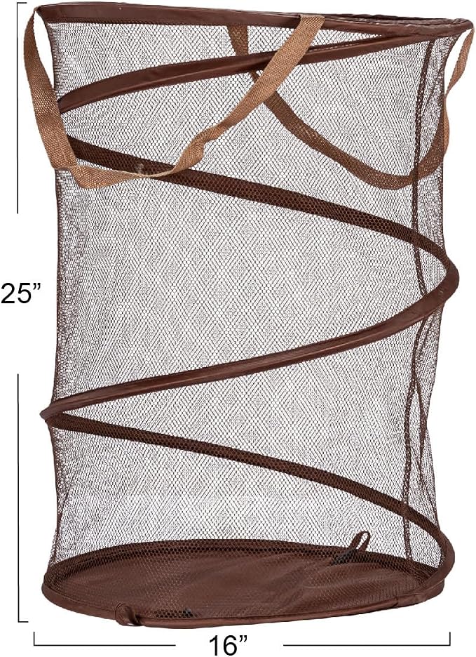 Household Essentials Pop-Up Mesh Laundry Hamper, Brown