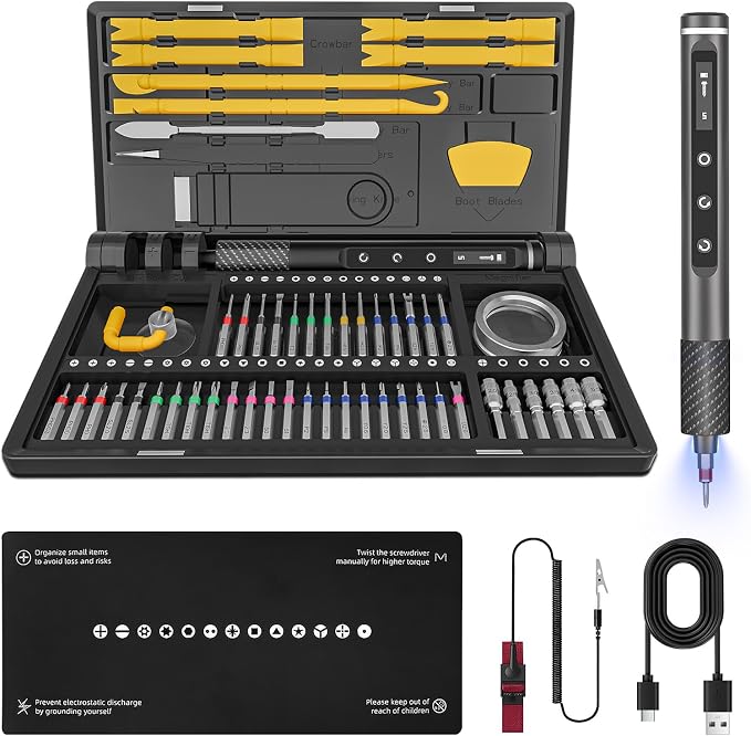 Tanson Precision Electric Screwdriver, 3.7v Laptop Screwdriver Set,71 In 1 Electronic Tool Set, Cordless Rechargeable Portable Repair Tool Set For Computer, Laptop, Mobile Phone, Camera, Watch Repair