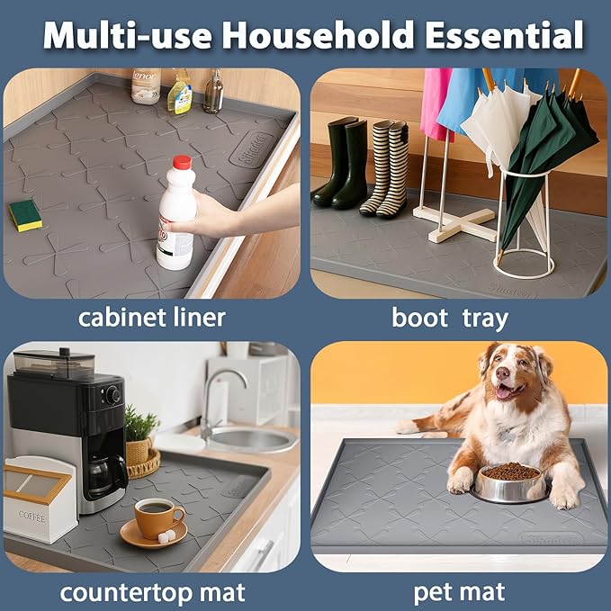 SIKADEER 28" x 19" Under Sink Mat Waterproof, Silicone Mat Kitchen Drawer Shelf and Cabinet Liner, Sink Protector for Kitchen Organizers and Storage, Boot Tray Pet Food Mats