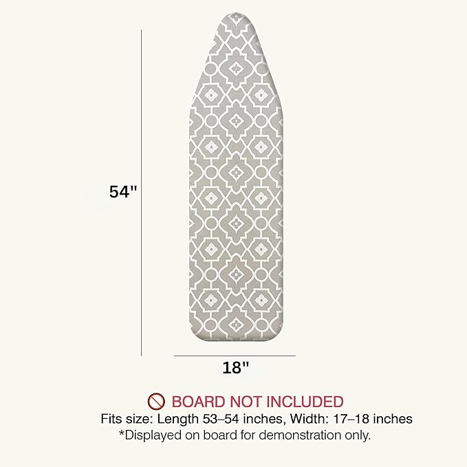 UniSimp Ironing Board Cover and Pad 18"x54" Extra Thick Natural Cotton Scorch & Stain Resistant Iron Board Cover Extra large Iron Board Cover with Fasteners Heavy Duty Heatproof Elastic Edge Geometric