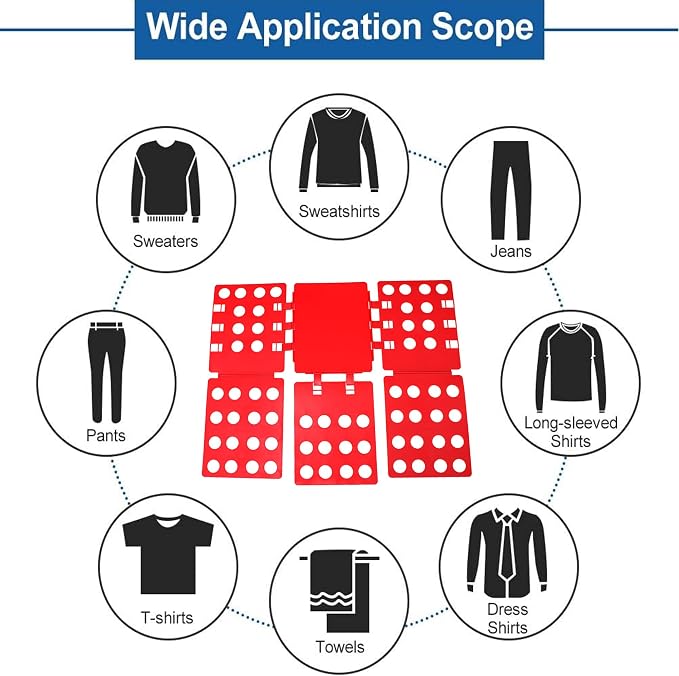 Plastic Clothes Folding Board, T-Shirt Folder Organizer for Laundry, 21.5 x 27.5 Inch, for Sweaters and Casual Wear (RED)